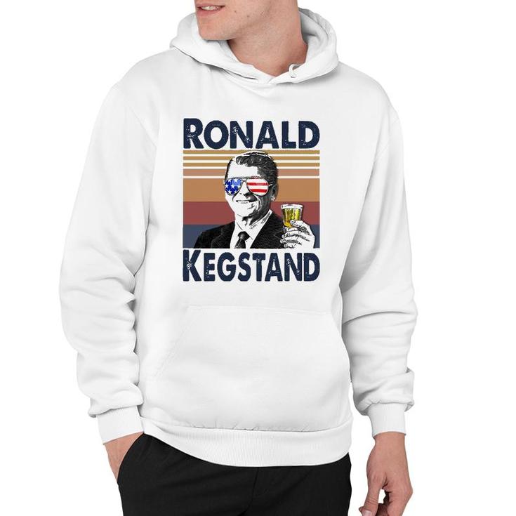 Ronald Kegstand 4Th Of July Independence Day Us Flag Retro Hoodie