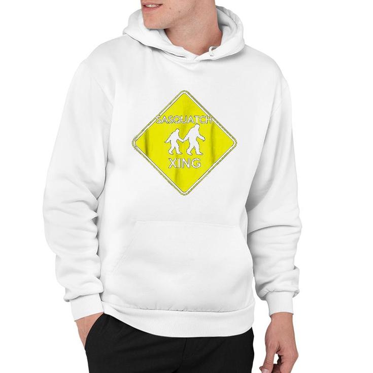 Sasquatch Crossing Sign  Funny Bigfoot Crossing Hoodie