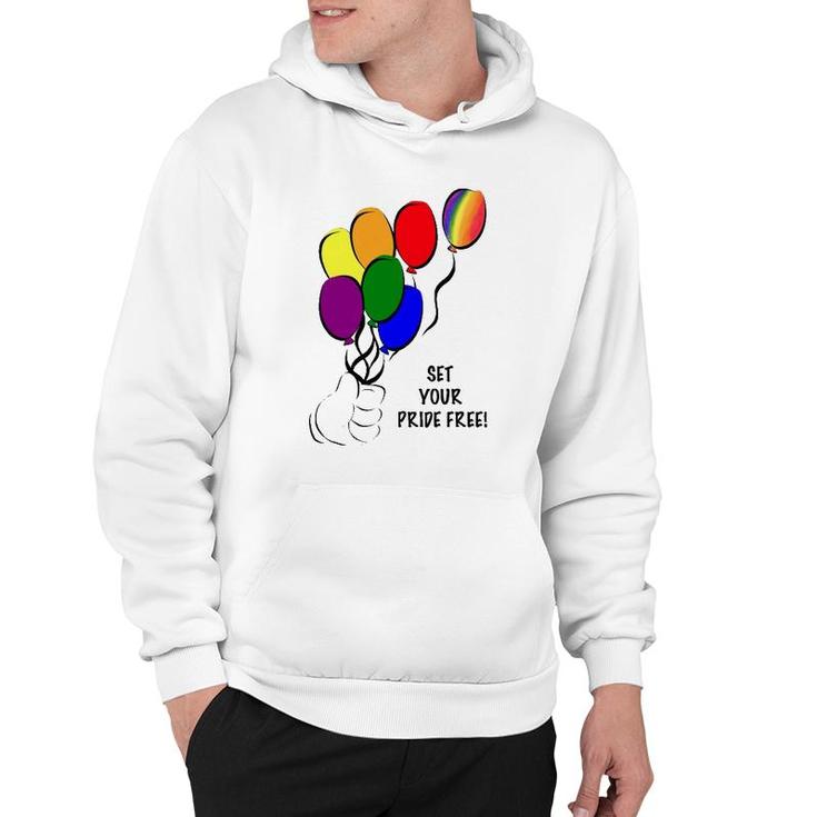 Set Your Pride Free Rainbow Balloon Lgbt Gift Hoodie