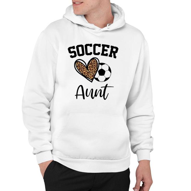 Soccer Aunt Leopard Heart Funny Mothers Day Hoodie