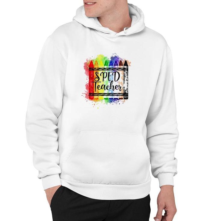 Sped Teacher Crayon Colorful Special Education Teacher Gift Hoodie