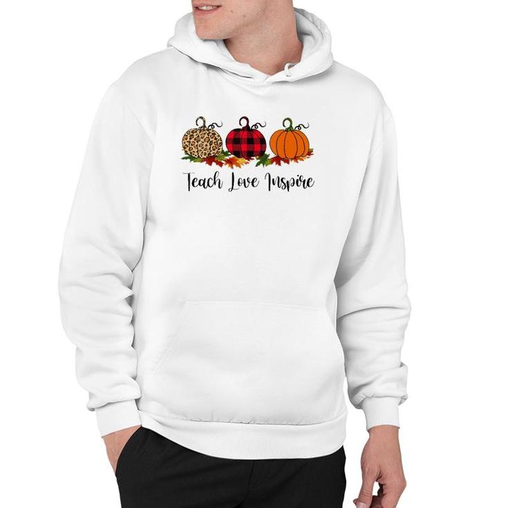 Teach Love Inspire Teacher  Autumn Fall Pumpkin Leopard Hoodie
