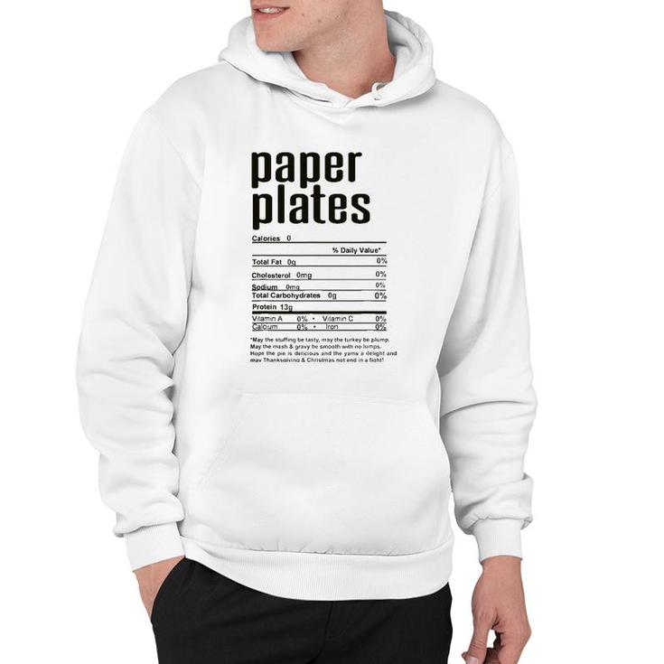 Thanksgiving Christmas Paper Plates Nutritional Facts Hoodie