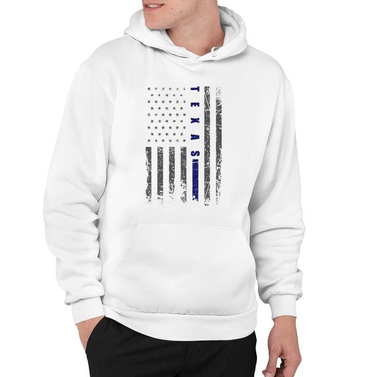 Thin Blue Line Us Flag Texas Souvenir Thin Blue Line Hoodie