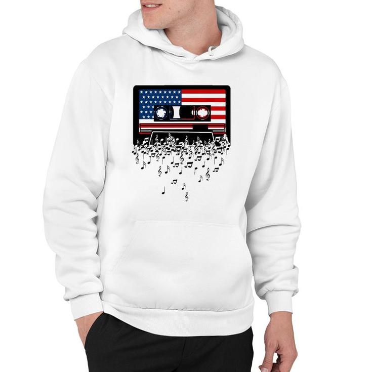 Usa American Flag Music Notes & Retro Cassette 4Th Of July Hoodie