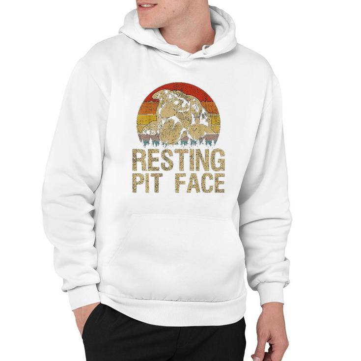 Vintage Pitbull Resting Pit Face Funny Pitbull Lovers Hoodie
