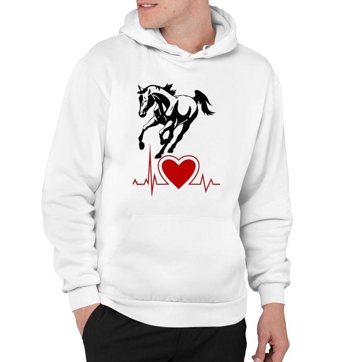 Wild Horse With Pulse Rate Rider Riding Heartbeat Hoodie
