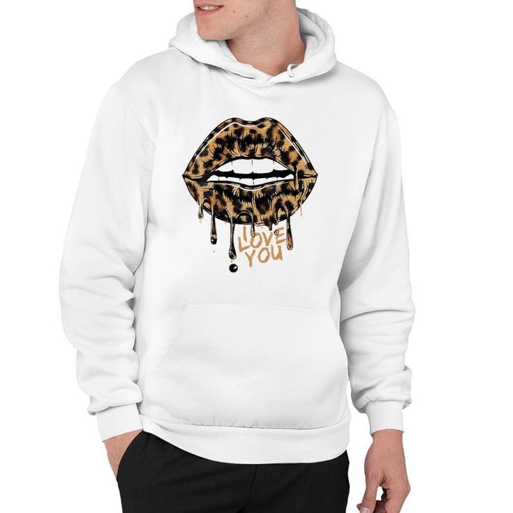 Womens Cool Leopard Print Bite Cheetah Mom Mouth Sexy Leopard Lips Hoodie