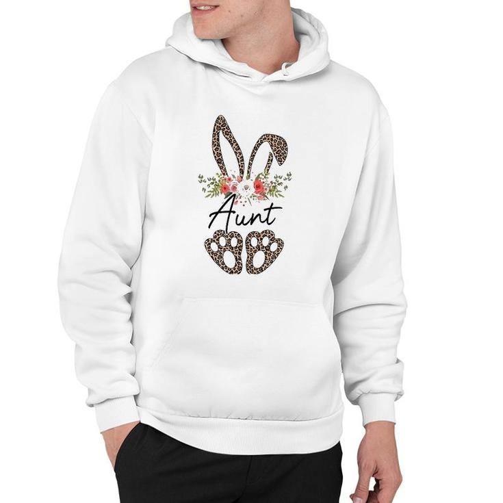 Womens Cute Leopard Bunny Aunt Flower Easter Day Rabbit Eggs Gift Hoodie