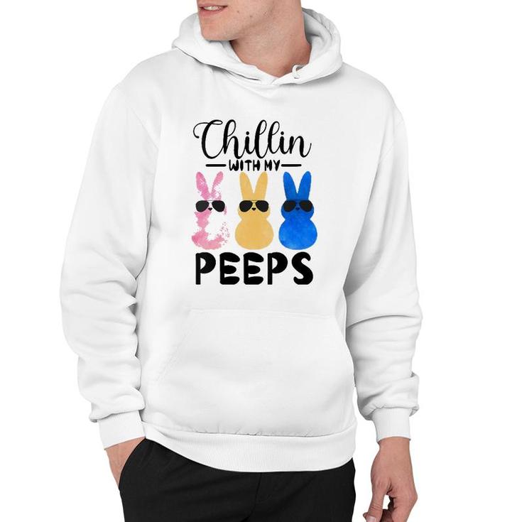 Womens Funny Chillin With My Peeps Easter Bunny Hanging With Peeps  Hoodie