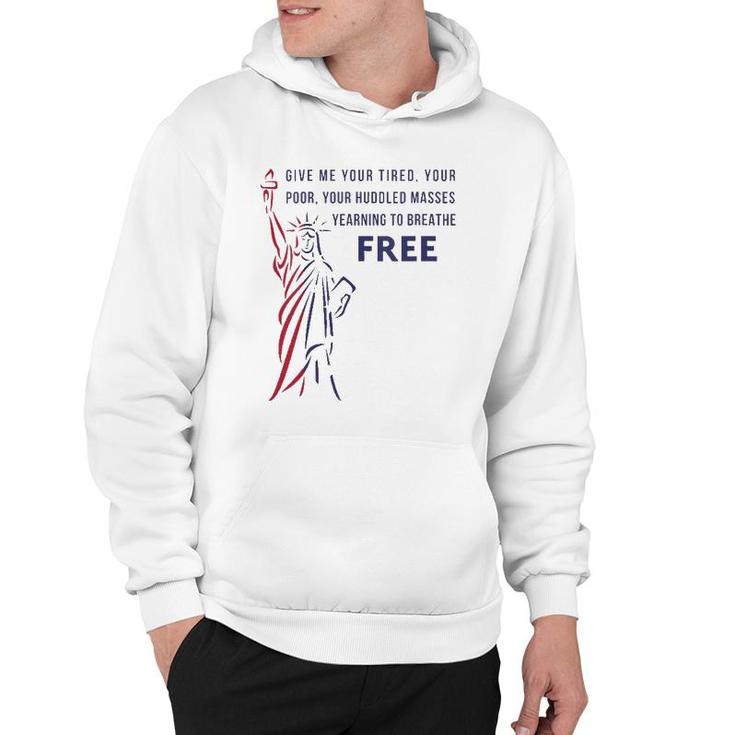 Womens Give Me Your Tired, Poor, Huddled Masses Quote V-Neck Hoodie