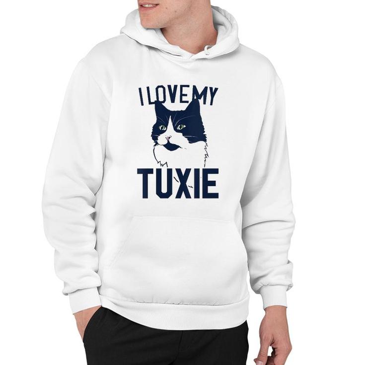 Womens I Love My Tuxie Tuxedo Cat Art V Neck Hoodie