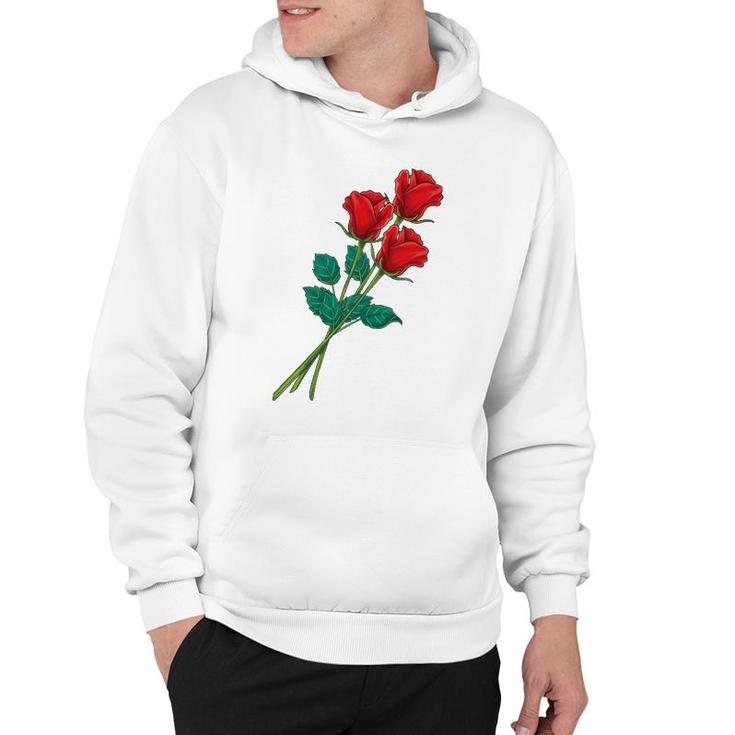 Womens Long Stem Red Roses Mother's Day Floral Anniversary Hoodie