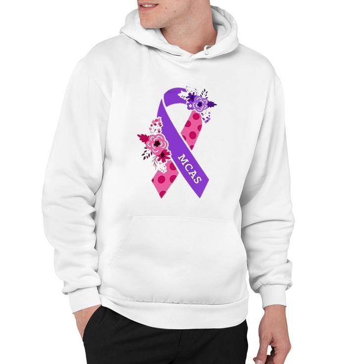 Womens Mcas Mast Cell Activation Syndrome Awareness Ribbon Pocket V-Neck Hoodie