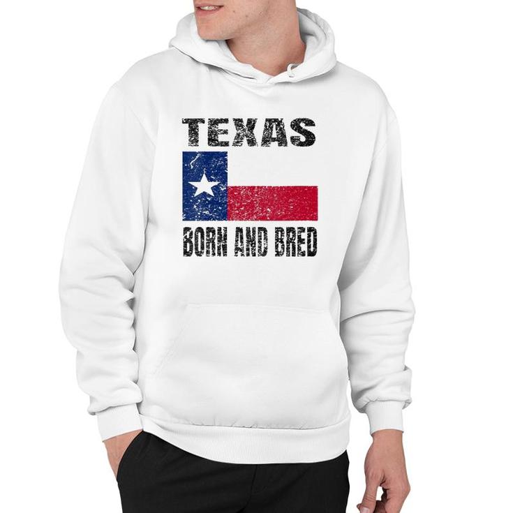 Womens Texas Born And Bred - Vintage Texas Flag V-Neck Hoodie