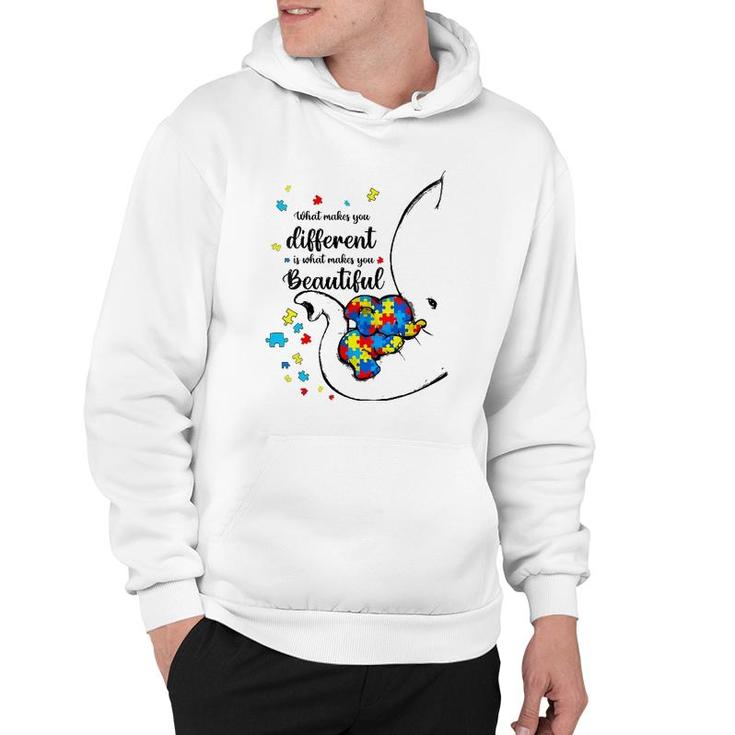 Womens What Makes You Different Elephant Mom Autism Child Awareness V-Neck Hoodie