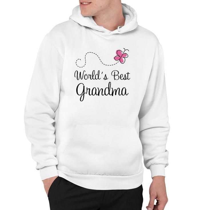 Womens World's Best Grandma Gift For Grandmother V-Neck Hoodie