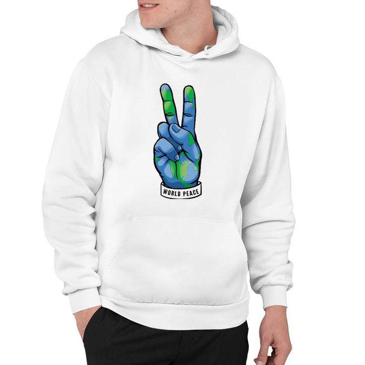 World Peace Earth Day Awareness Peace Sign Hand Gesture Hoodie