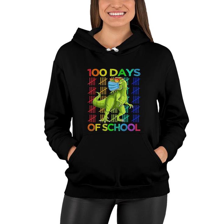 100 Days Of School Dinosaur Trex Wearing Smarter Kids  Women Hoodie