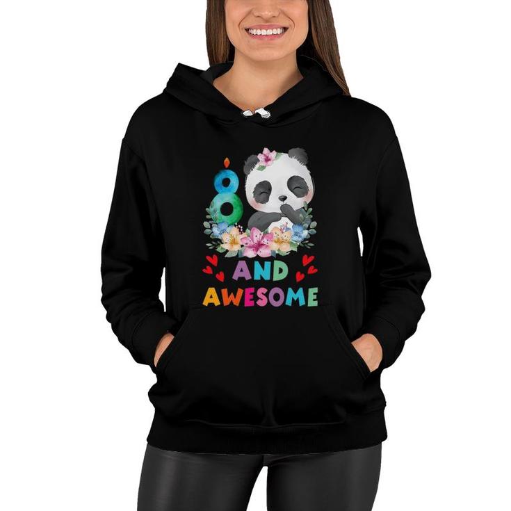 8 Years Old 8Th Birthday Panda Unicorn Girl Party Gift Women Hoodie