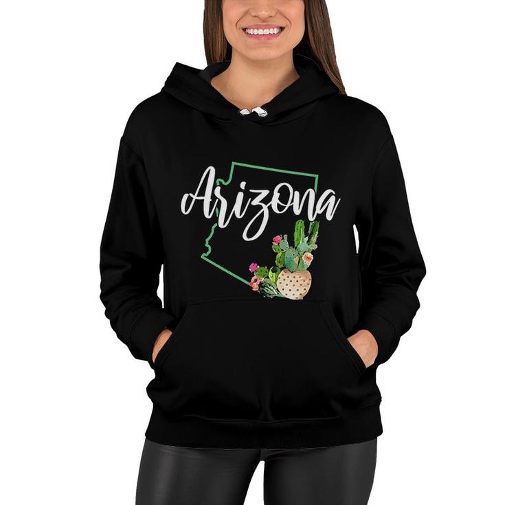 Arizona Pride State Map Cactus Vintage Arizona  Women Hoodie