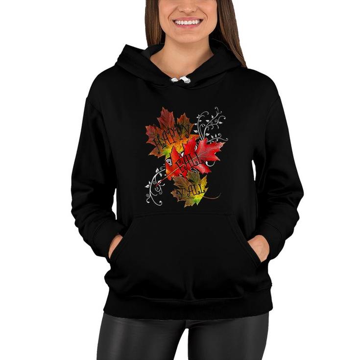 Autumn Quote Happy Fall Yall Pattern Leaves Fall Women Hoodie