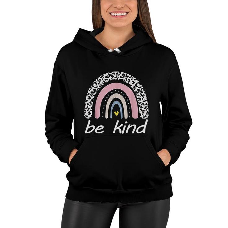 Be Kind Cute Graphic Leopard Rainbow Womens Girls Women Hoodie