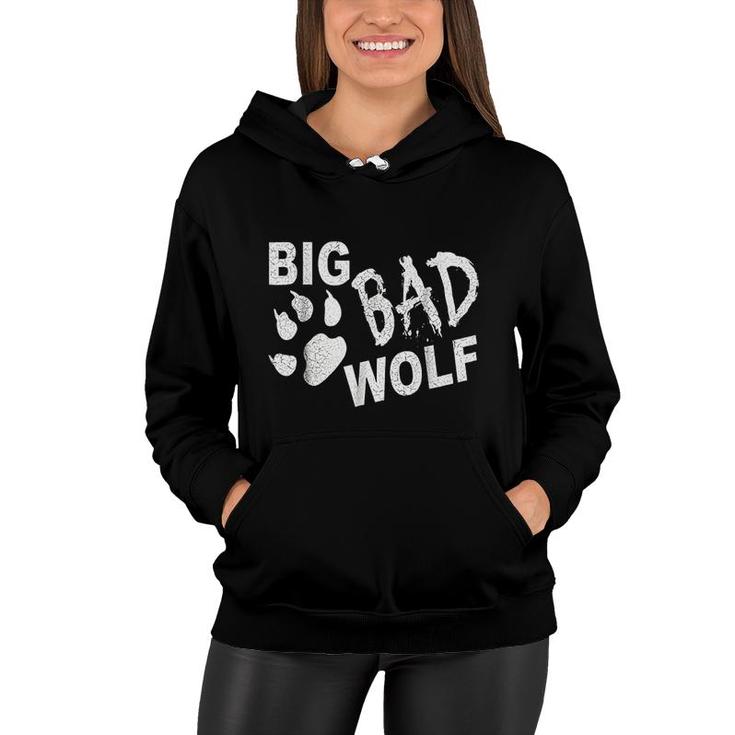 Big Bad Wolf Paw Distressed White Funny Novelty Women Hoodie