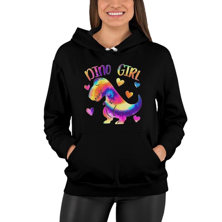 Dino Girl Dinosaur Lover Tie Dye Cute Teen Girls Gifts Women Hoodie