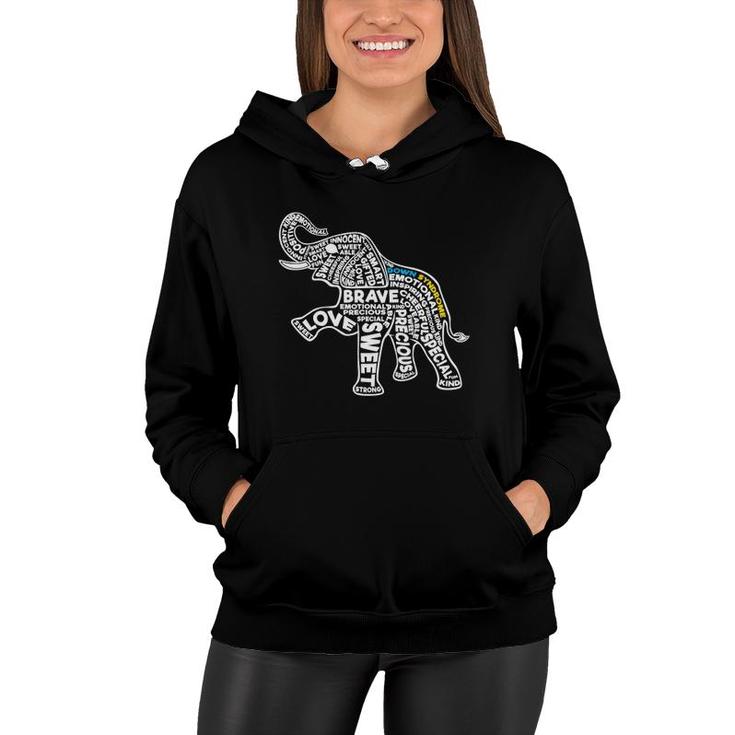 Elephant Down Syndrome Day Awareness Motivation Boys Girls Women Hoodie
