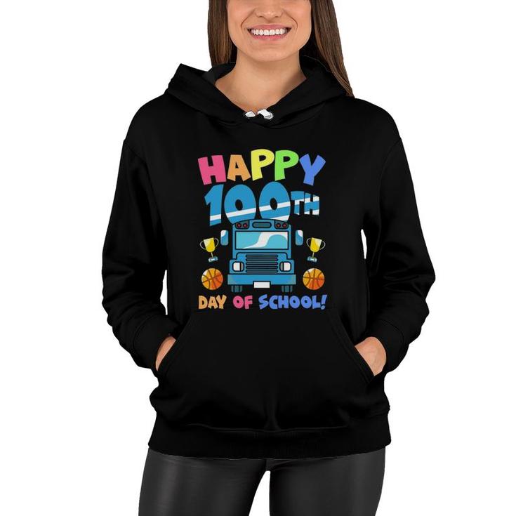 Happy 100Th Day Of School Truck Boys Kids 100 Days Of School Women Hoodie