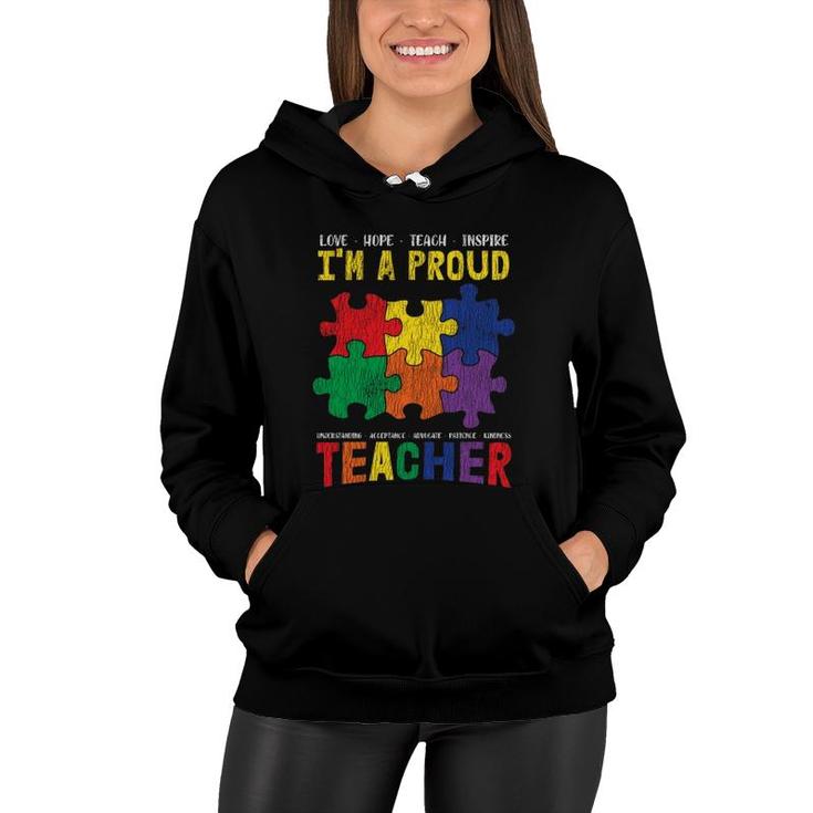 I'm A Proud Teacher Students Autistic Kids Autism Awareness Women Hoodie
