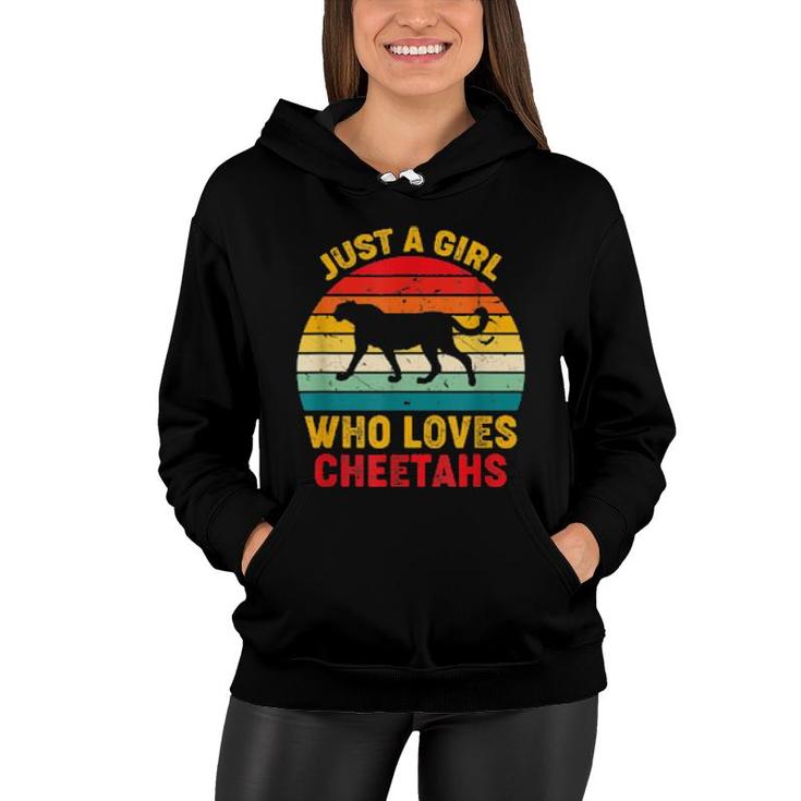Just A Girl Who Loves Cheetahs Retro Sunset Cheetahs  Women Hoodie