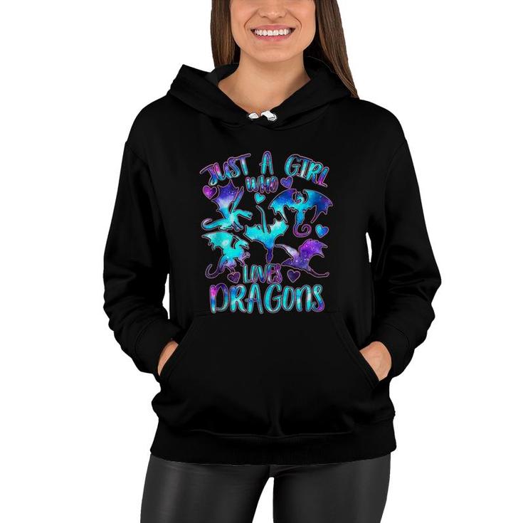 Just A Girl Who Loves Dragons Galaxy Dragon Lover Girls Women Hoodie