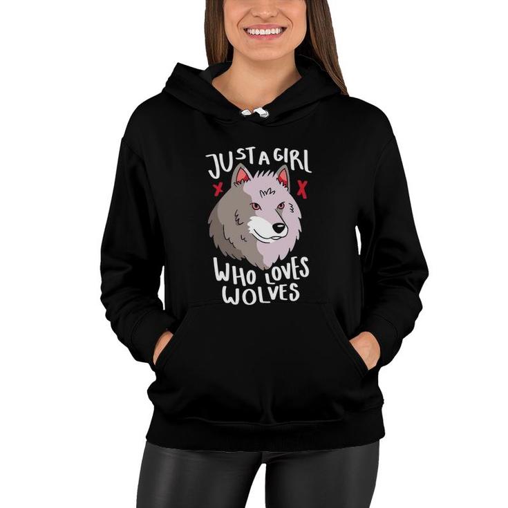 Just A Girl Who Loves Wolves Youth Werewolf Full Women Hoodie
