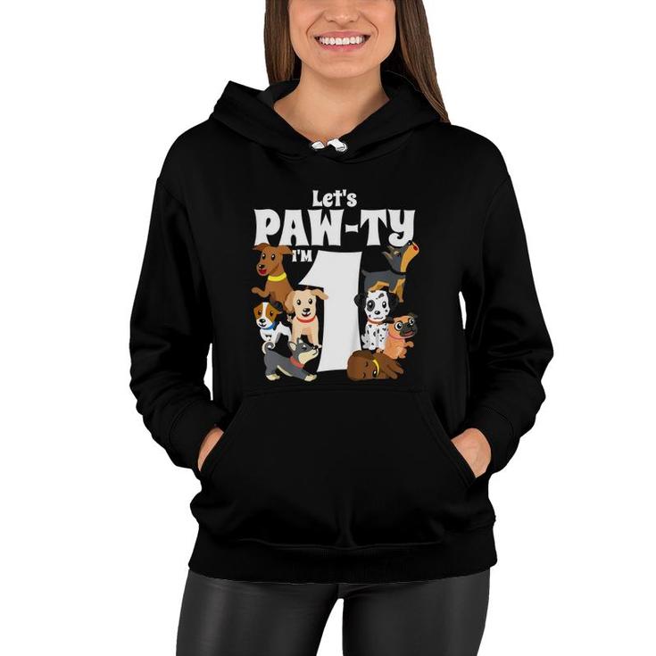 Kids 1 Year Old Dog Birthday Pawty Puppy Dogs 1St Party Gift Idea Women Hoodie