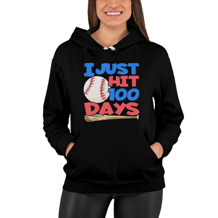 Kids I Just Hit 100 Days - 100 Days Of School Baseball Women Hoodie