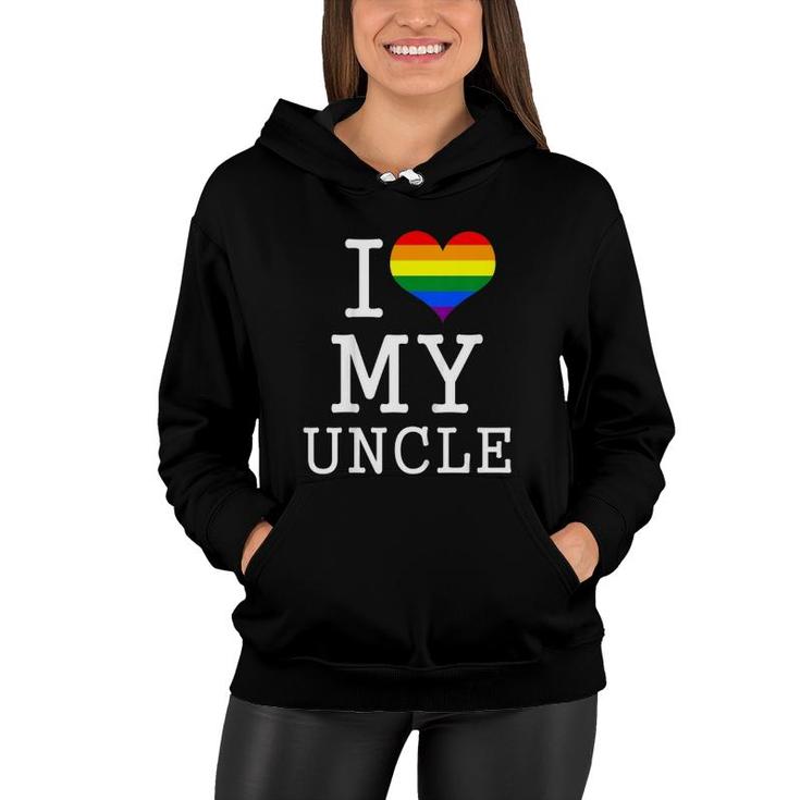 Kids Lgbt Flag Heart Cute Gift For Gay Uncle From Nephew Women Hoodie
