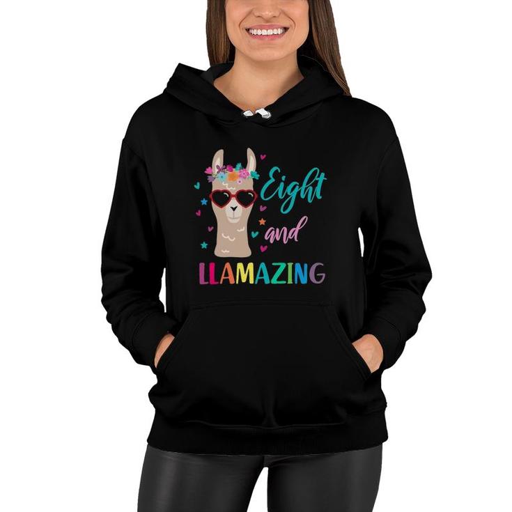 Llama Birthday  Outfit For Girls Eight And Llamazing Women Hoodie
