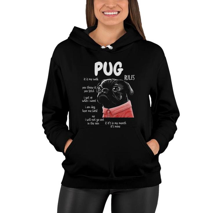 Men Women And Kids Pug Dog Rules Tee - Funny Dog Lover Gifts Women Hoodie
