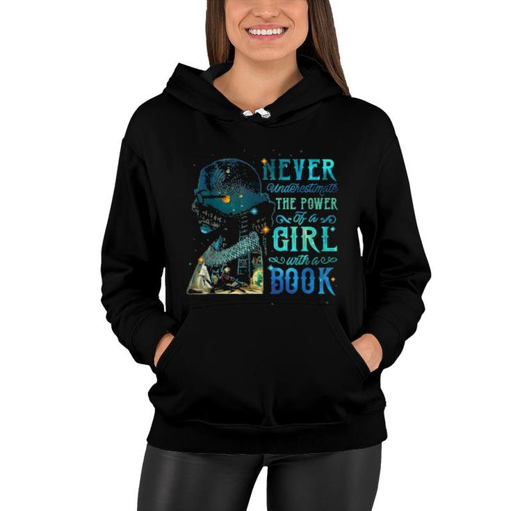 Never Underestimate The Power Of A Girl With Book Ruth Rbg  Women Hoodie