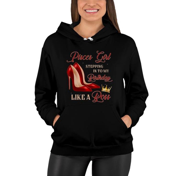Red Heels Pisces Girl Stepping Into Birthday Astrology Women Hoodie