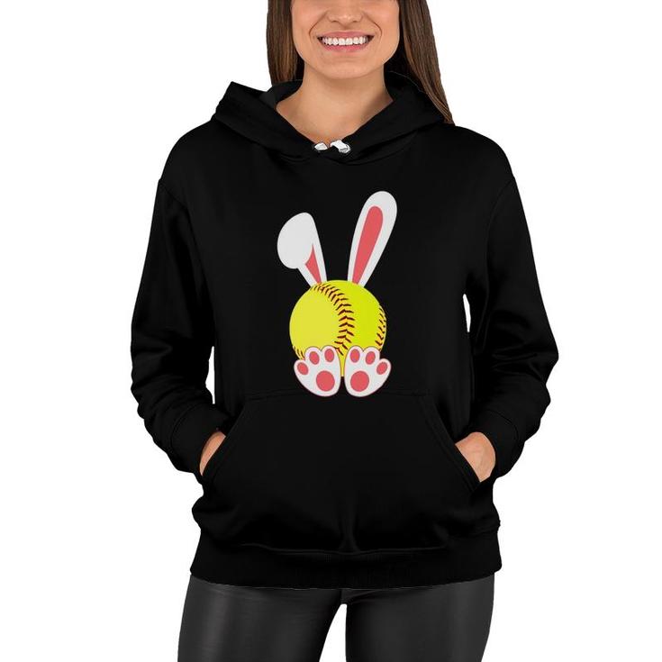 Softball Player Easter Bunny Ears For Girls Boys Women Hoodie