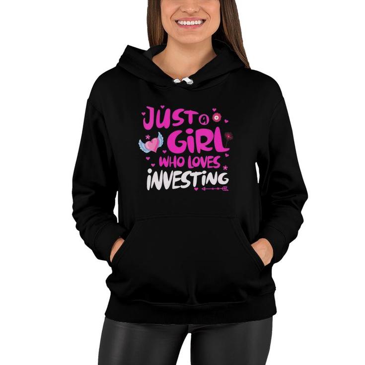 Womens Just A Girl Who Loves Investing V-Neck Women Hoodie