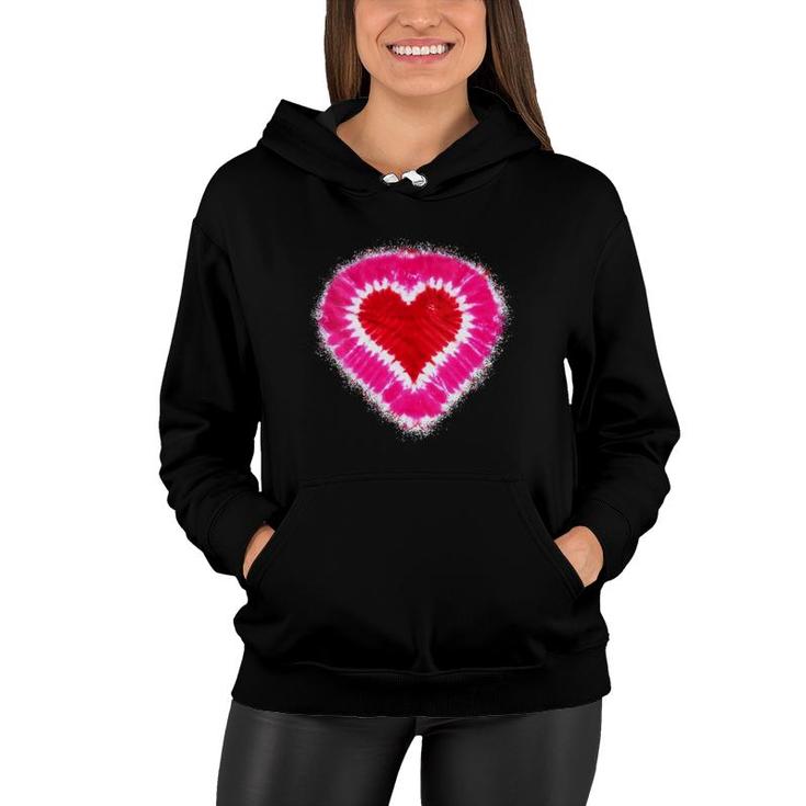 Womens Toddler Kids Adults Red Pink Heart Tie Dye Valentine's Day Women Hoodie