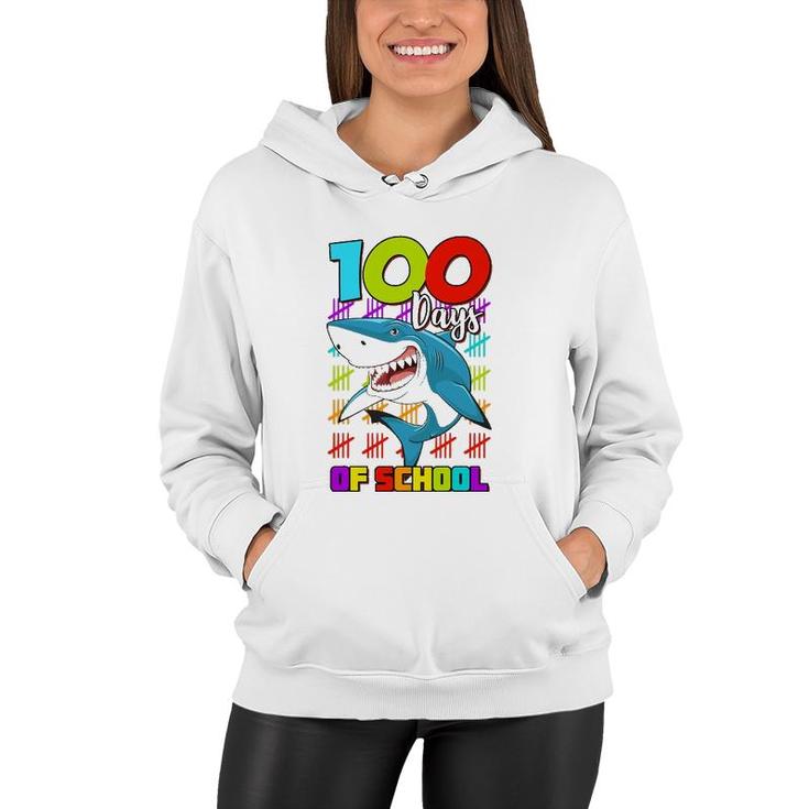 100 Days Of School Shark Lover Boys Girls 100 Days Smarter Women Hoodie