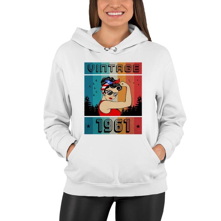61Th Birthday Gift 61 Years Old For Women Retro Vintage 1961   Women Hoodie