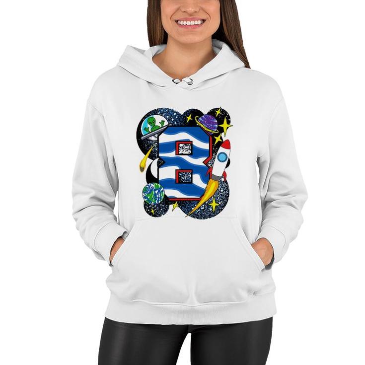 8Th Birthday Boy Space Themed Party For Kids Alien Birthday Women Hoodie