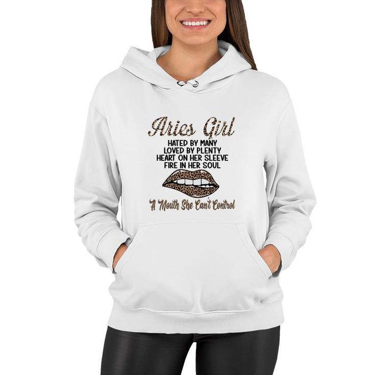 Aries Girl Leopard A Mouth She Cant Control Birthday Gift Women Hoodie