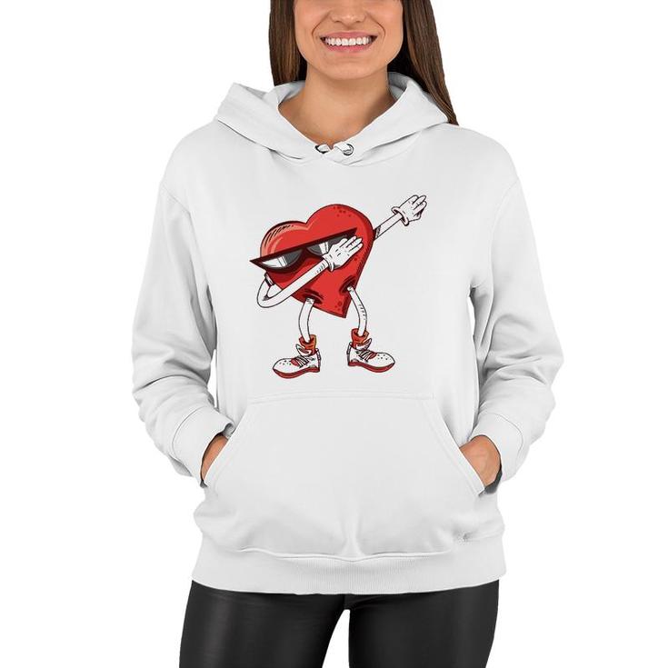 Dabbing Heart Dab Pose Valentines Day Gift For Kids Women Hoodie